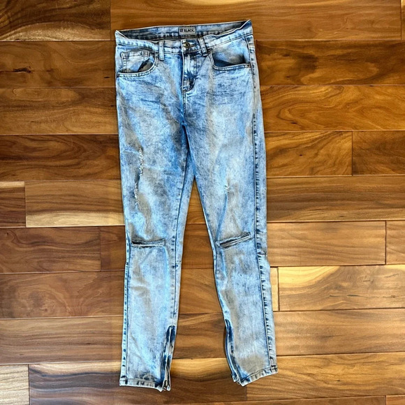 CJ Black Vintage Bleached Zip Ankle Skinny Flex Jeans size 28/30 - Picture 1 of 6